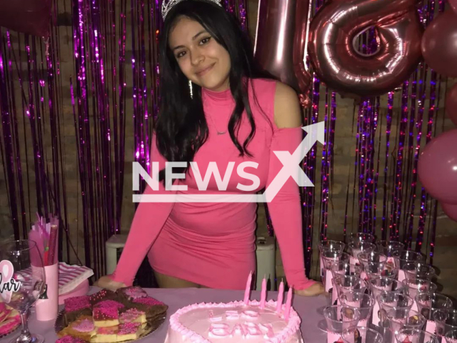 Pilar Armijo, 18, from Santa Fe, Argentina, poses in a photo taken during her pink-themed birthday party on Tuesday, Aug. 2, 2022. She announced on social media that none of the guests she invited has come to the party. Note: Picture is private (@piliarmijo/Newsflash)