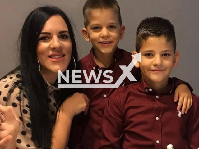 Nurse Natasa Pajovic Martinovic and her two sons Marko, 11,  and Masan, 8, pose in undated photo. They were  killed  by Vuk Borilovic, 34,  in Cetinje, Montenegro, on Friday, Aug. 12, 2022. 
 
Note: Private photo.  (Newsflash)