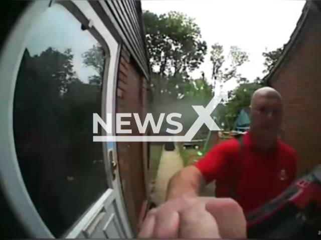 Mailman rings Lauren Chloe Edney's doorbell in undated footage. The mailman was answered by Lauren's daughter, Emily, 3, who went on to reveal why her mother was upstairs. Note: Photo is a screenshot from the video (@edderz123/Newsflash)