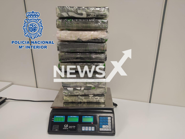 Picture shows the 11 kilogrammes of Colombian cocaine seized by the authorities,  in Madrid, Spain, undated. It allegedly belonged to Maria del Mar known as 'Queen of Ronda' who was arrested following a drug deal. 
Note: Police photo. (Newsflash)