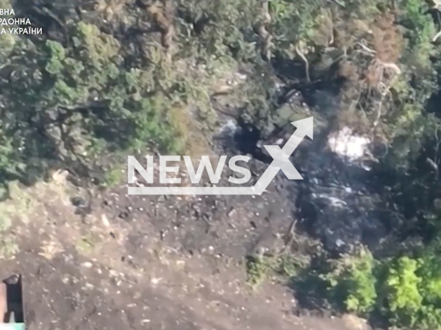 Camouflaged Russian anti-aircraft vehicle "Shilka" before being destroyed by the Ukrainian border guards in Kharkiv region in Ukraine in undated footage.
The ZSU-23-4 "Shilka" is a lightly armored Soviet self-propelled, radar-guided anti-aircraft weapon system.
Note: This picture is a screenshot from the video (@DPSUkraine/Newsflash).