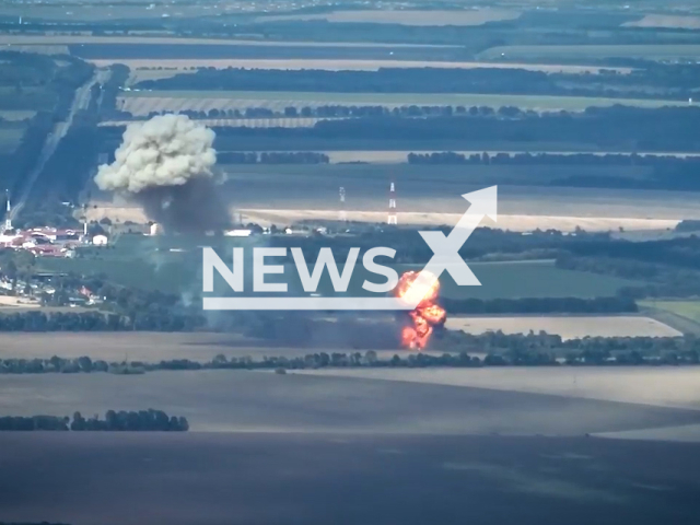 Russian SAU 2S19 "Msta-C" explodes in fireball after being destroyed by the Ukrainian defence forces in the Kharkiv region in Ukraine in undated footage.
The 2S19 Msta  is a 152.4 mm self-propelled howitzer designed by the Soviet Union, which entered service in 1989 as the successor to the 2S3 Akatsiya.
Note: This picture is a screenshot from the video.
(@ngu.east/Newsflash)