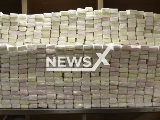 Photo shows packages containing nearly 1,533 pounds of cocaine seized by CBP officers in a tractor trailer at Colombia-Solidarity Bridge in the city of Laredo, Texas, U. S., on Friday, Aug. 26, 2022. The narcotics had an estimated street value of $11,818,400. Note: Licensed photo (CBP/Newsflash)