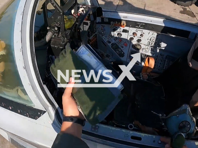 Picture shows a cockpit of MiG-29 fighter aircraft in Ukraine in undated footage. Ukrainian pilot Ivan showed work of the MiG-29 and devoted it to his killed by Russians combat friend. Note: Picture is a screenshot from a video (@kpszsu/Newsflash)