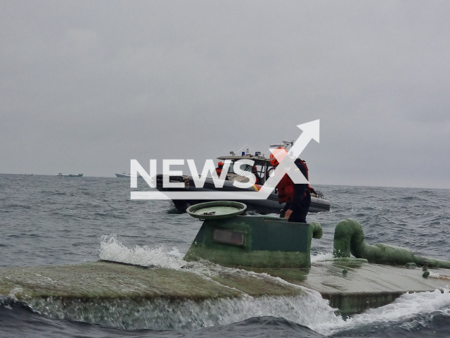 Authorities seize submarine  45 miles from Tumaco, Colombia, undated. It was transporting three tons of cocaine.
Note: Licensed photo.  (Armada de Colombia/Newsflash)