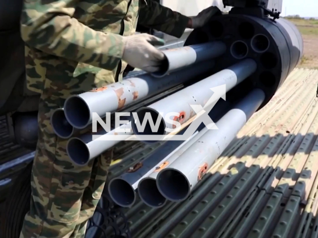 Russian soldier loads missiles into loading container of Ka-52 helicopter in Ukraine in undated footage. Ka-52 helicopter crews of the army aviation of the Western Military District carry out the tasks of destroying armored vehicles and military infrastructure of the Armed Forces of Ukraine. Note: Picture is a screenshot from a video (@mil/Newsflash)