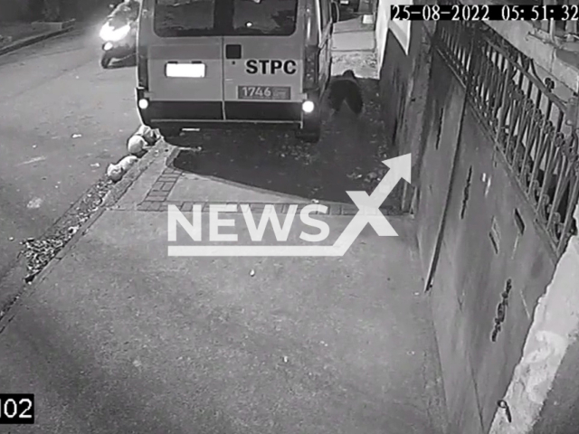 The woman getting under the van from thieves in Rio de Janeiro, Brazil, on Thursday, Aug. 25, 2022. She hid under a van to escape robbery.  Note: Picture is a screenshot from a video (Newsflash)