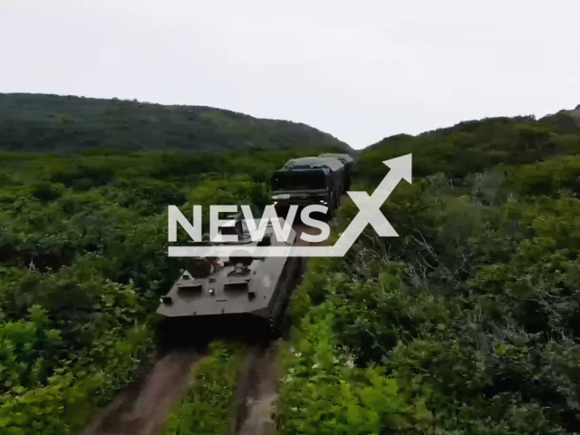 The crews of the Bastion DBK deploy to the firing positions in Matua in the Sea of Okhotsk in the northwest Pacific Ocean in undated footage.
The P-800 Oniks is a Soviet / Russian supersonic anti-ship cruise missile developed by NPO Mashinostroyeniya as a ramjet version of P-80 Zubr.
Note: This picture is a screenshot from the video.
(@mod_russia/Newsflash)