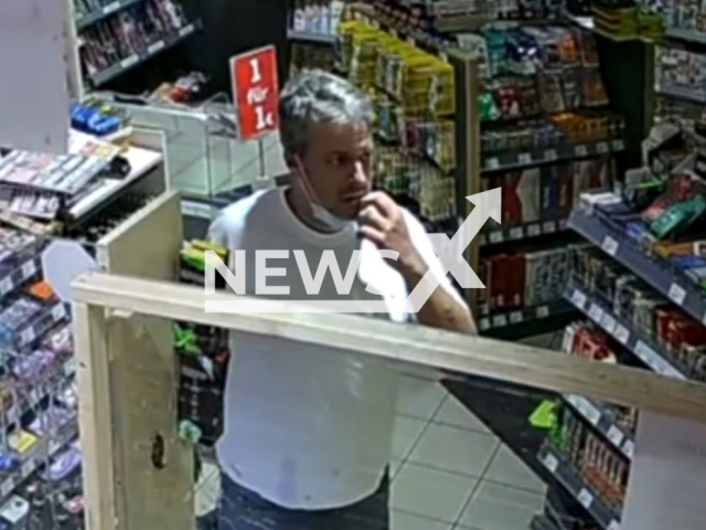 Picture shows the 50-year-old suspect in the petrol station in Idar-Oberstein, Germany, undated.  He shot dead a 20-year-old  employee in asking him to wear a mask in September, 2021
Note: Police photo. (Polizeiprasidium Trier/Newsflash)