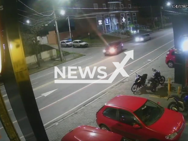 A motorcyclist flies over a vehicle after an accident between a motorcycle and a car took place in Paranagua, Brazil, Sunday, Sept. 4, 2022. Despite the injuries the motorcycle survived the incident. Note: Photo is a screenshot from the video (Newsflash)