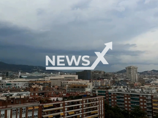 Picture shows storm clouds over Barcelona, Spain, on Wednesday, Aug. 31, 2022. A time  lapse video captured the storm. Note: Picture is a screenshot from a video (@P4Estacions/Newsflash)