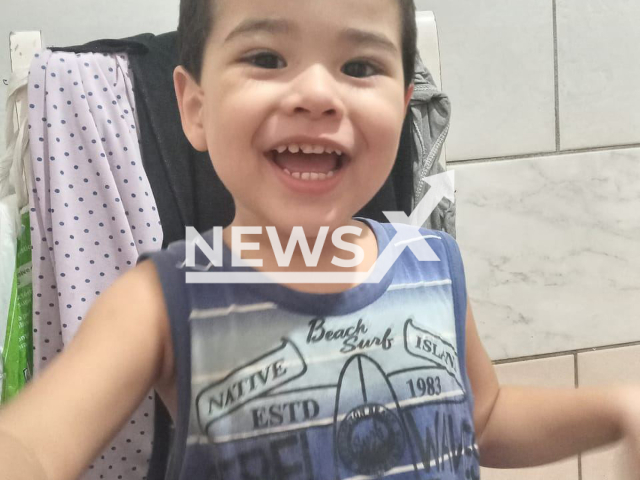 Luan Vaz Moraes, 3, poses in undated photo. He died after falling from the 4th floor  in a shopping mall,  in Cruz Alta, Brazil, on Monday, Sept. 5, 2022.  Note: Private photo.  (Newsflash)