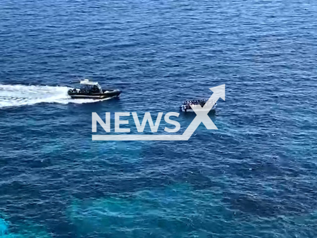 Police intercepts one of the boats with migrants on Saturday, Sept. 10, 2022, near the Balearic Islands, Spain. A total of 223 migrants were  intercepted on the day. Note: Picture is a screenshot from a video (Newsflash)