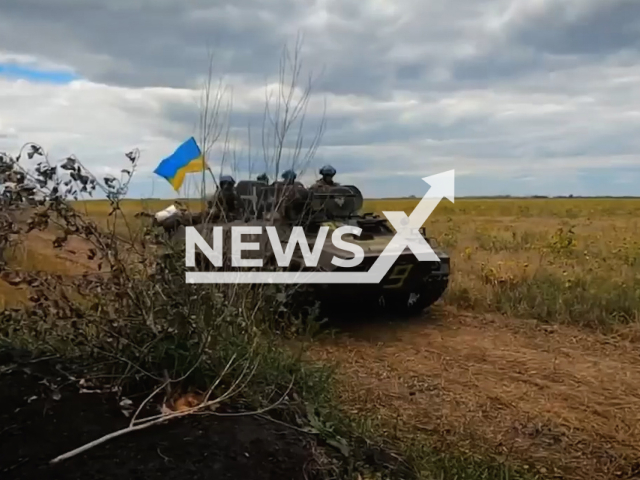 A Ukrainian tank with soldiers and a Ukrainian flag on it drives across the freed area in Ukraine from Russian occupation in Ukraine in undated footage.
According to Ukrainian authorities, 1,000 square kilometers of territory were liberated from Russian control during occupation days.
Note: This picture is a screenshot from the video.
(@CinCAFU/Newsflash)