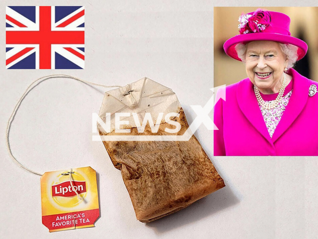 Image shows a teabag used by the late Queen, undated photo. The item was offered on eBay by a seller from the city of Decatur, Georgia, USA in September 2022. Note: Photo is a screenshot from a post. (eBay/Newsflash)