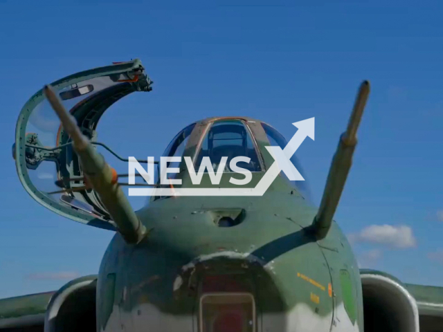 Picture shows Russian Su-25 fighter with opened hatch, Russia in undated footage. The crews of the Su-25 fighters support units of the Izium-Balakliia group with rocket air strikes on Ukrainian military facilities and equipment in Kharkiv region, Ukraine. Note: Picture is a screenshot from a video (@mil/Newsflash)