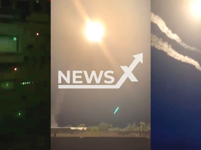 Missiles of Ukrainian S-300PT anti-aircraft missile systems fly against Russian missiles, Ukraine, Sunday, Sep. 11, 2022. As result, 9 out of 12 missiles of Russian invaders were destroyed. Note: Picture is a screenshot from a video (@kpszsu/Newsflash)