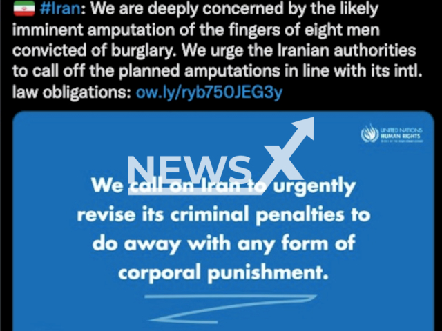 The post of the United Nations called for an end to the issuance and execution of amputation sentences in Iran. Note: Picture is a screenshot from a post (@UNHumanRights/Newsflash)