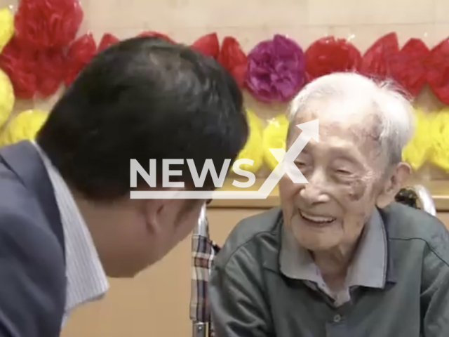 Mikizo Ueda, 112, poses in an undated photo. Ueda, who was Japan's oldest living man, died at the age of 112 in the city of Nara on Friday, Sept. 9, 2022, the Nara Municipal Government announced on Tuesday, Sept. 13, 2022. Note: Picture is a screenshot from a video (Newsflash)