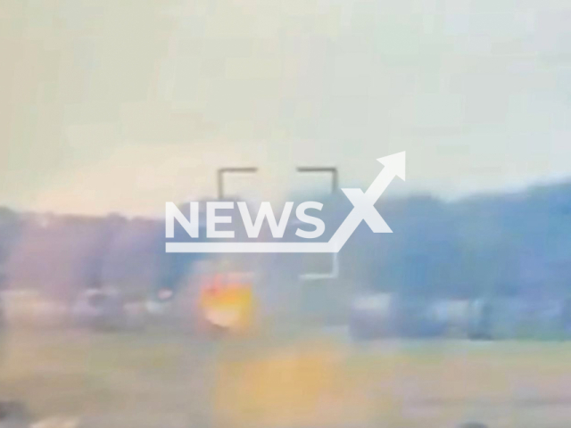 A tactical group of employees of the Central Security Service "A" of the SBU destroys a Russian BMP with a sniper shot from an ATGM at a distance of 4.7 km in the Kherson region, Ukraine. The Security Service of Ukraine is the law enforcement authority and main intelligence and security agency of the Ukrainian government. Note: Picture Is Screenshot From Video(Security Service of Ukraine/Newsflash).