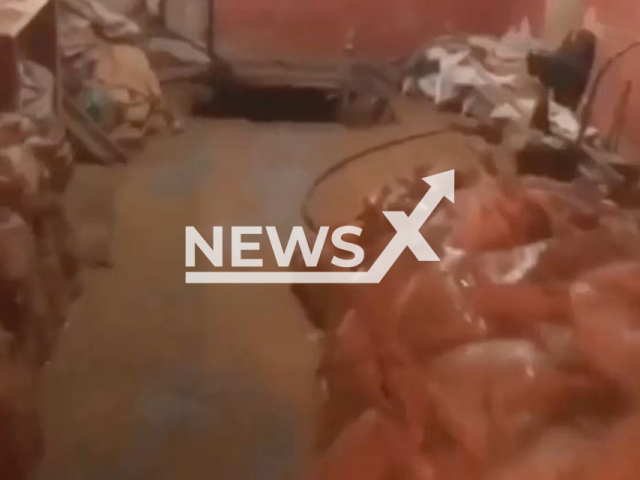 The entrance to a 30-metre tunnel inside a residence to a prison, in Cuiaba, Brazil, discovered  in September, 2022. Twelve people, including three teenagers   were arrested this Tuesday, Sept. 13, 2022. Note: Picture Is Screenshot From Video (Newsflash).