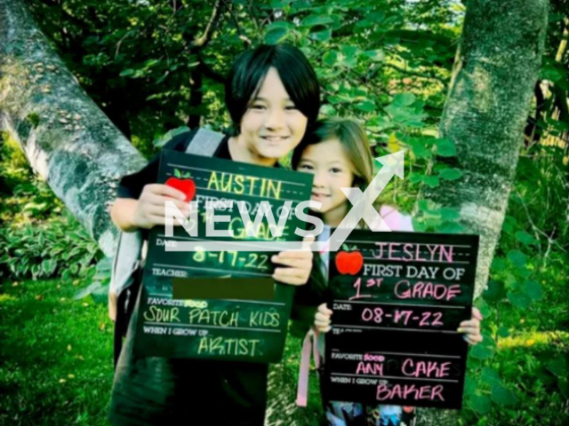 The victims Austin, 10,  and Jeslyn Chang, 6, pose in undated photo. The boy is dead and the girl is in the hospital, while their father Woo Chang, 41, is suspected of poisoning them with carbon monoxide, in Inverness, Illinois, USA, on Sunday, Sept. 11, 2022. Note: Private photo.  (Newsflash)