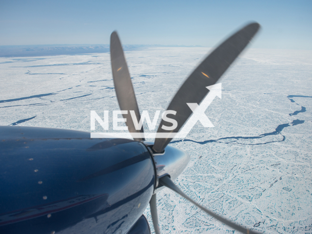 Image shows the view of the Arctic Ocean from the Alfred Wegener Institute's Polar 6 aircraft, undated footage. The research team from the city of Bremerhaven, Bremen, Germany developed a new method to measure arctic sea ice thickness in September 2022. Note: Licensed content. (Alfred Wegener Institut, Esther Horvath/Newsflash)