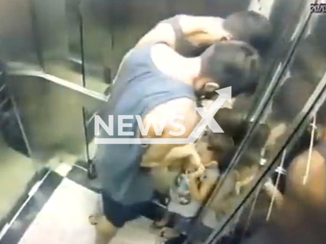 Victor Arthur Possobom, 32, suffocates his 4-year-old stepson in an elevator, in Niteroi, in the Metropolitan Region of Rio, Brazil, in undated footage. Victor has already been arrested once for assaulting his own mother in 2013. Note: Picture is a screenshot from a video (Newsflash)