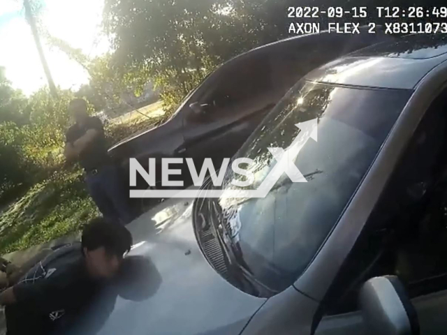 The arrest of a suspect who allegedly fired several shots at a woman’s vehicle in Volusia County, Florida, USA. Note: This picture is a screenshot from the video (Volusia Sheriff's Office/Newsflash).