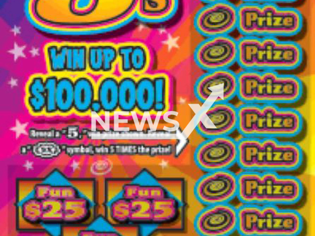 Picture shows a “Fun 5s”  scratchers game ticket, undated.   A an unidentified  man  won USD 100,000 from the game in Doniphan, in Missouri, USA. 
Note: Licensed photo.  (Missouri Lottery/Newsflash)