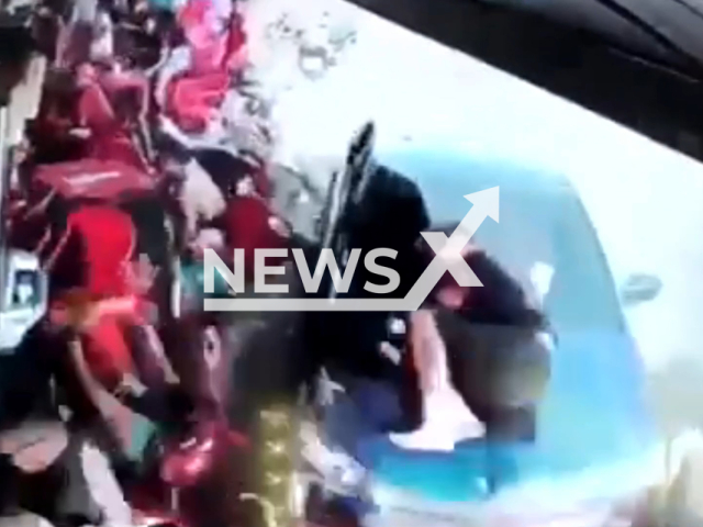 Man rams his car in a restaurant and injures several rival fans in Parintins, in Amazonas, Brazil, on Sunday, Sept. 18, 2022. The incident took place during a derby between Flamengo and Fluminense. Note: Picture is a screenshot from a video (Newsflash)