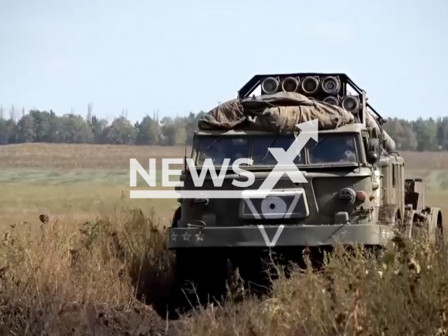 The combat vehicle of multiple launch rocket systems of the Central Military District arrives at the starting positions to carry out deployment and launch rocket attacks with 220-mm rockets on the positions of the Armed Forces of Ukraine in Ukraine in undated footage.
The 9K57 "Uragan" is a Soviet multiple launch rocket system (MLRS) caliber 220 millimeters.
Note: This picture is a screenshot from the video.
(@mil/Newsflash)