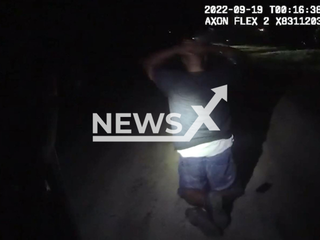 Arresting of Michael D. Williams who killed his wife and son in DeLand, Florida Monday, Sept. 19, 2022. Note: This picture is a screenshot from the video (Volusia Sheriff's Office/Newsflash).