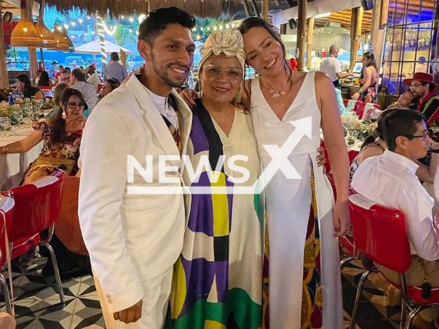 Former senator of  political  party Comunes  Victoria Sandino  (middle), Tanja Nijmeijer and her husband Boris Guevara pose at their wedding in Cali, Columbia, on Sunday, Sept, 18, 2022. The bride and groom are both former members of the  guerrilla movement FARC. Note: Private photo.  
 (@victoriasandinopaz/Newsflash).