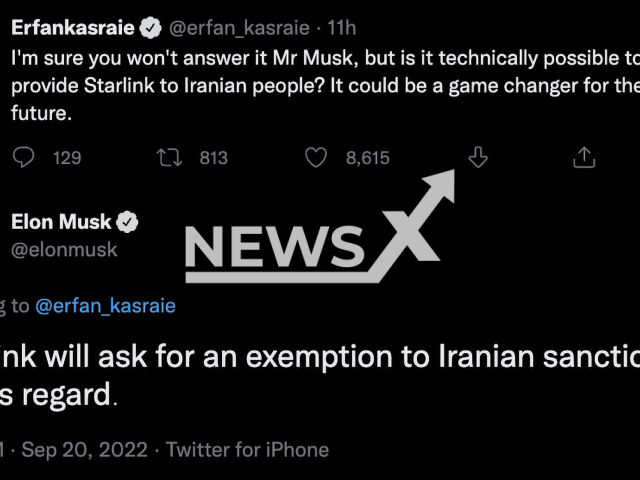 Photo shows a tweet of Elon Musk, undated photo. Elon Musk has said his company Starlink will ask for an exemption to sanctions, so it can provide satellite broadband to Iran. Note: Picture is a screenshot from a post (@elonmusk/Newsflash)