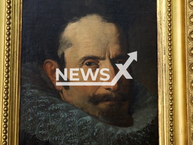 'Portrait of a Knight' painted by Velazquez that goes up for auction in Madrid. Note: Photo is a screenshot from a video(Newsflash).