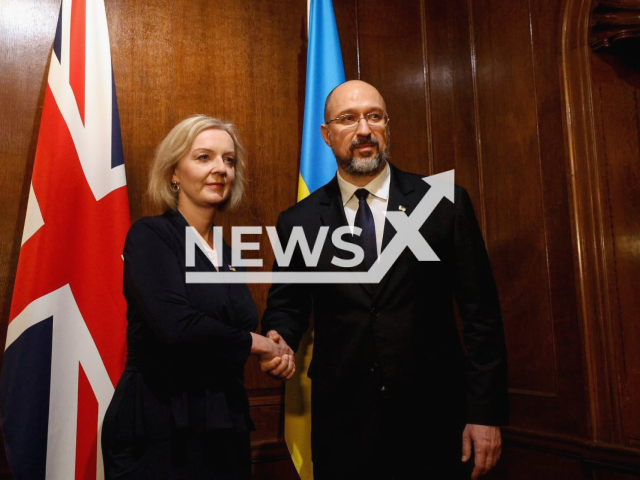 Elizabeth Truss, Prime Minister and First Lord of the Treasury of the United Kingdom of Great Britain and Northern Ireland shakes hand with Denys Shmyhal, Prime Minister of Ukraine in New York, USA, Tuesday, Sep. 20, 2022. Great Britain sent new British weapons, including MLRS missiles to Ukraine. Note: Picture is obtained from the Prime Minister of Ukraine Denys Shmyhal (@dshmyhal, www.kmu.gov.ua/Newsflash)