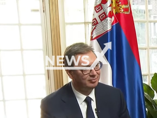 President Of Serbia Aleksandar Vucic, pictured during the interview, in New York City, New York, USA,  on Wednesday, Sept. 21, 2022. He stated a  ticket for the Moscow-Belgrade flight reached almost EUR 9,000 on the black market. Note: Photo is a screenshot from a video. (Newsflash)