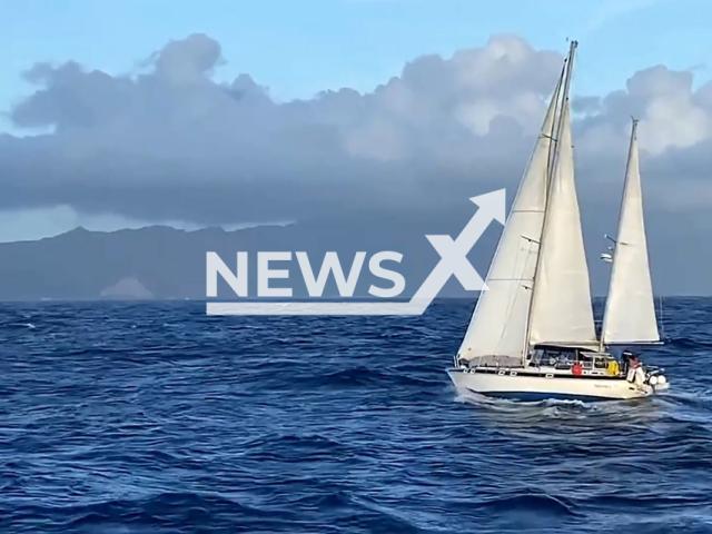 Coast Guard assists 4 mariners aboard a disabled vessel 180 miles off Hawaii. Note: This picture is a screenshot from the video (@DVIDSHub, USCGC Joseph Gerczak/Newsflash).