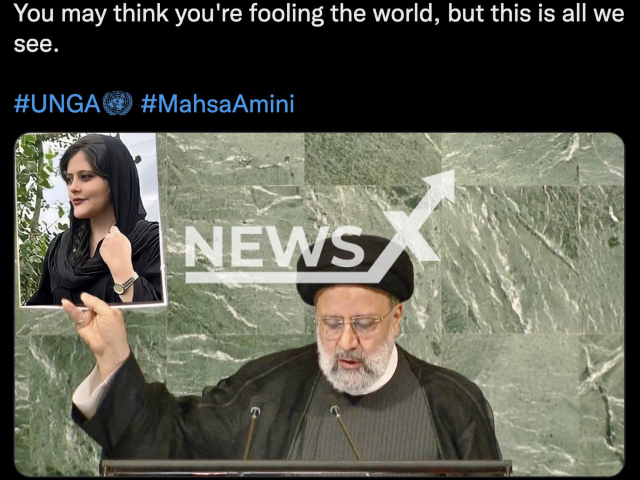 Photo shows the Twitter post of the State of Israel about Mahsa Amini, undated photo. Mahsa Amini, a 22-year-old Kurdish woman, died in hospital Friday, Sept. 16, 2022, three days after she was arrested and reportedly beaten by morality police in Tehran, Iran. Note: Picture is a screenshot from a post (@Israel/Newsflash)