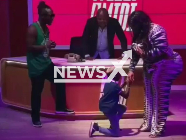 Guinean singer and rapper Mousse Sandiana Kaba known as Grand P, proposed to his girlfriend Eudoxie Yao. Note: Photo is a screenshot from a video(Newsflash).