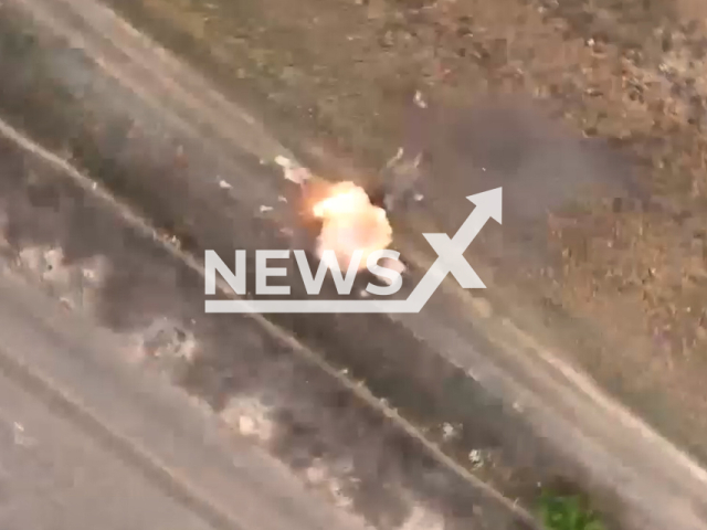 Artillery of the Airborne Forces destroys a Ukrainian military vehicle in Ukraine in undated footage.
According to the Russian MoD the positions of the Armed Forces of Ukraine Artillery were discovered using quadcopters. Note: This picture is a screenshot from the video. (@mod_russia/Newsflash)