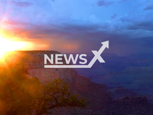 Thunderstorms sweep over the Canyon in the afternoon, dispensing heavy rain and violent lighting, Grand Canyon, Arizona, undated. The lightning storm was at least 40 miles away. Note: This picture is a screenshot from the video . (NPS,Rader Lane/Newsflash)