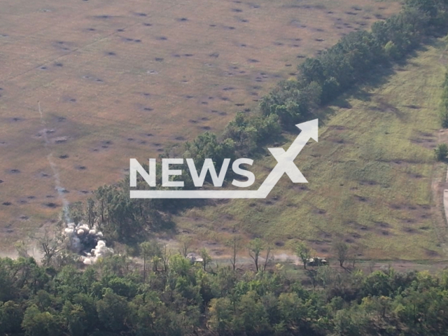 Russian artillery destroys column of Ukrainian armored vehicles in Ukraine in undated footage.
According to the Russian MoD as the result of the strike, two tanks and five units of other armored vehicles, including foreign-made ones, were destroyed.
Note: This picture is a screenshot from the video. (Russian Ministry of Defense/Newsflash)