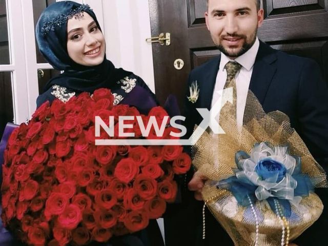 Basak Cengiz, 28, who was allegedly killed by Can Goktug Boz with a samurai sword in Istanbul, Turkey on 9th November 2021, is pictured together with her fiancee. Note: Private picture (Newsflash)