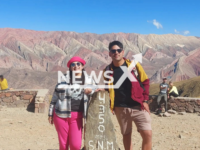 Sofía Macarena Robledo, 27, and José Eduardo Rojas, 28, pose in an undated photo. They were found dead in a hostel room in the city of Humahuaca in Argentina. Note: Private photo. (@edu_rojas10/Newsflash)