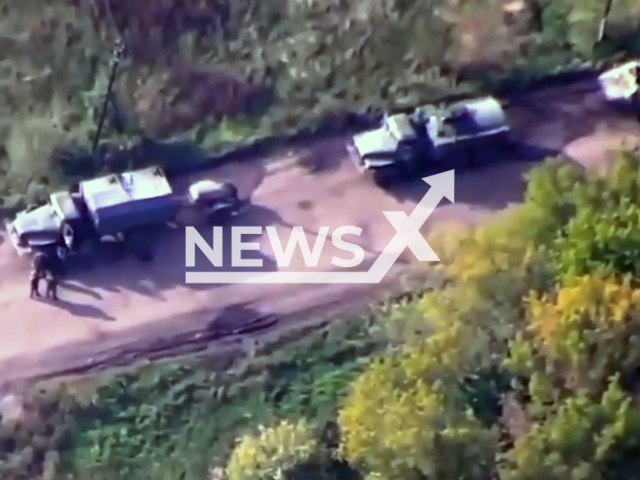 Picture shows convoy of Russian military vehicles before being destroyed by the Special Operations Forces of Ukraine in Ukraine in undated footage.
Special operations forces of the Armed Forces of Ukraine are a separate type of forces of the Armed Forces of Ukraine, which include special purpose units and units of informational and psychological special operations.
Note: This picture is a screenshot from the video.
(@usofcom/Newsflash)