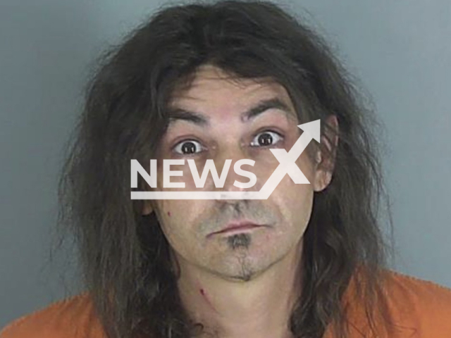 Shannon Lee Cantrell, 43, poses in undated photo. He threw a dog from a bridge  twice, when police found him holding the dog in a chokehold, he told them witches told him to throw it,  in the Fingerville, South Carolina, USA, on Monday, Oct. 3, 2022.
Note: Photo from  Spartanburg County . (Spartanburg County/Newsflash)