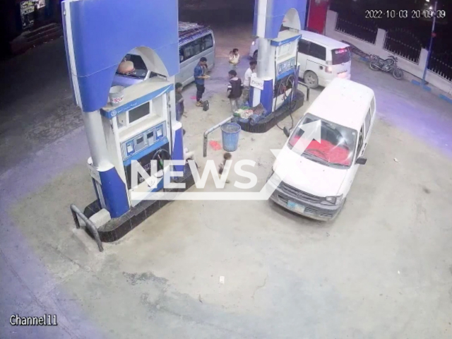 A child survives after being run down by a vehicle in a petrol station in Qa'atabah district in the Dhale Governorate, Yemen, undated video. The child was reported to be uninjured. Note: Picture is a screenshot from a video (Newsflash)