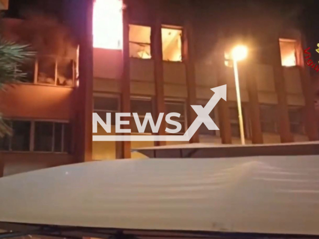 Fire in hospital in Scafati, Italy on Wednesday, Oct. 12, 2022.  Note: Photo is a screenshot from a video.(@vigilidelfuoco/Newsflash)